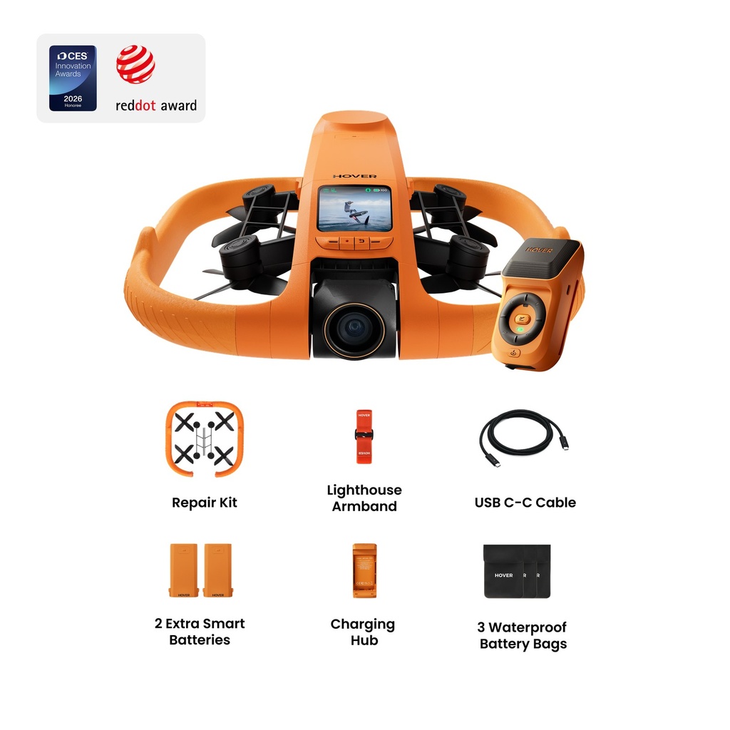 [SPEU-AQ0000-DFMSP08H005] HOVERAir AQUA – Waterproof Autonomous Action Camera Drone (Under 250g)