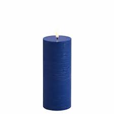UYUNI LED Wax Candle, Flat Top Pillar, Royal Blue 15cm F