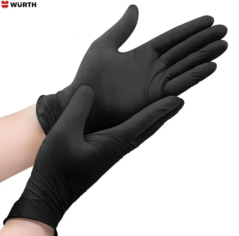 WURTH Nitrile Disposable Gloves, Black, XL size PAIR F