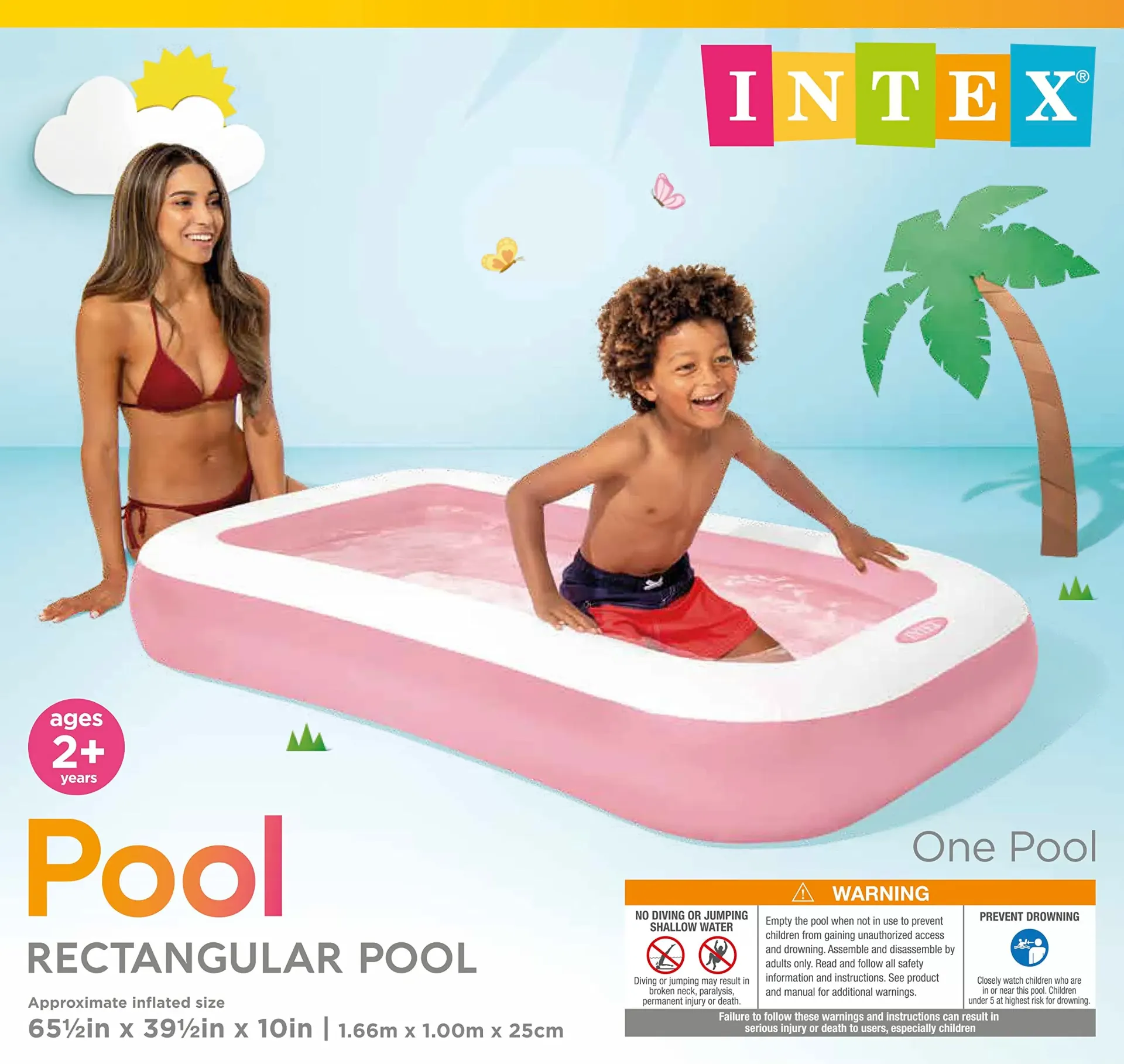 [WS58423NP] Intex Rectangular Pool Pink 1.66x1m F
