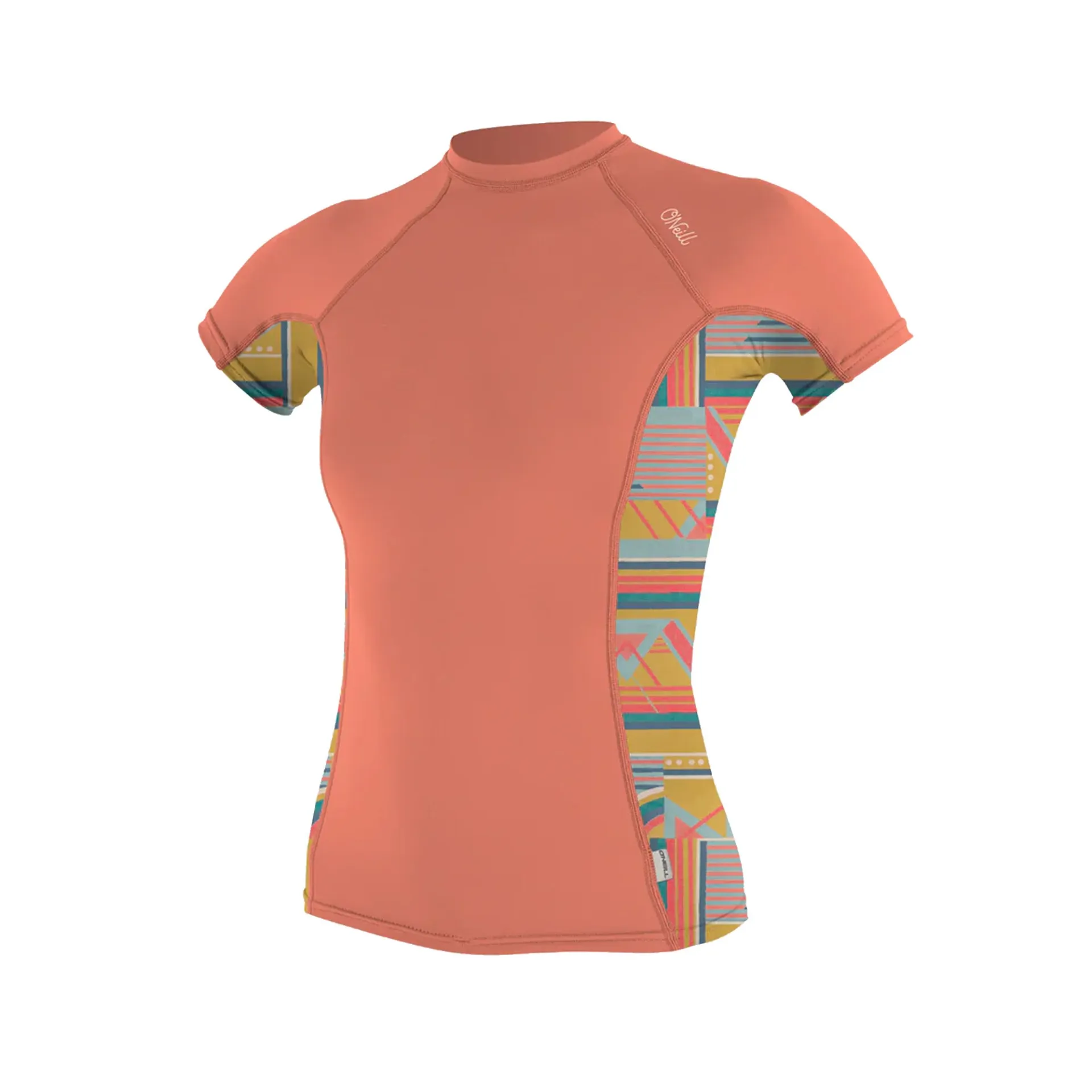 O'Neill Wms Side Print S/S Rash Guard Coral